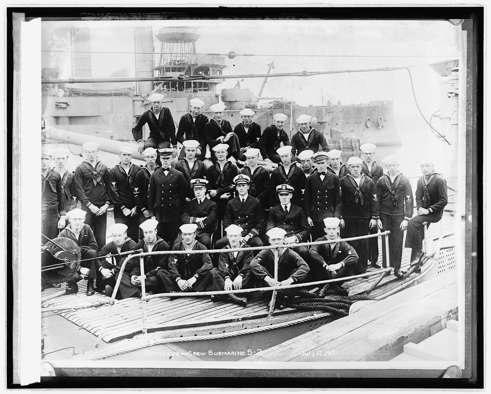 Officers and crew, Submarine S-2, July 12, 1921, [19]21 July 12. — historic photograph