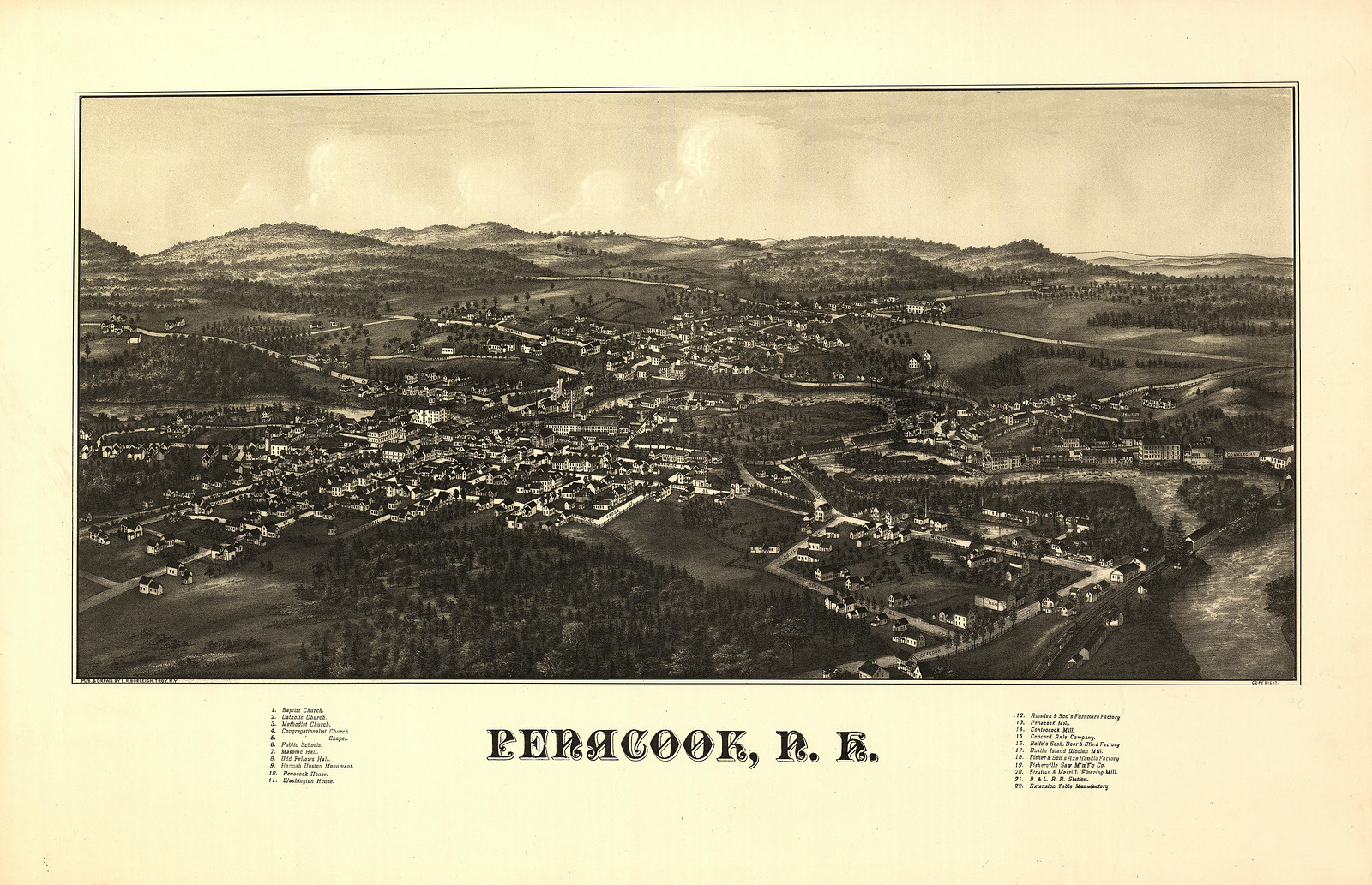 NH Penacook 1887 MAP, 1887 — antique map