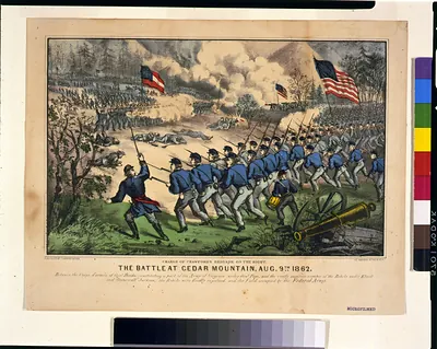 The battle at Cedar Mountain, Aug. 9th, 1862 Charge of Crawford's Brigade on the right.