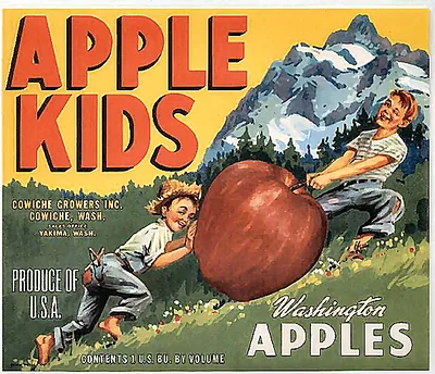 Apple Kids Washington Apples fruit crate label