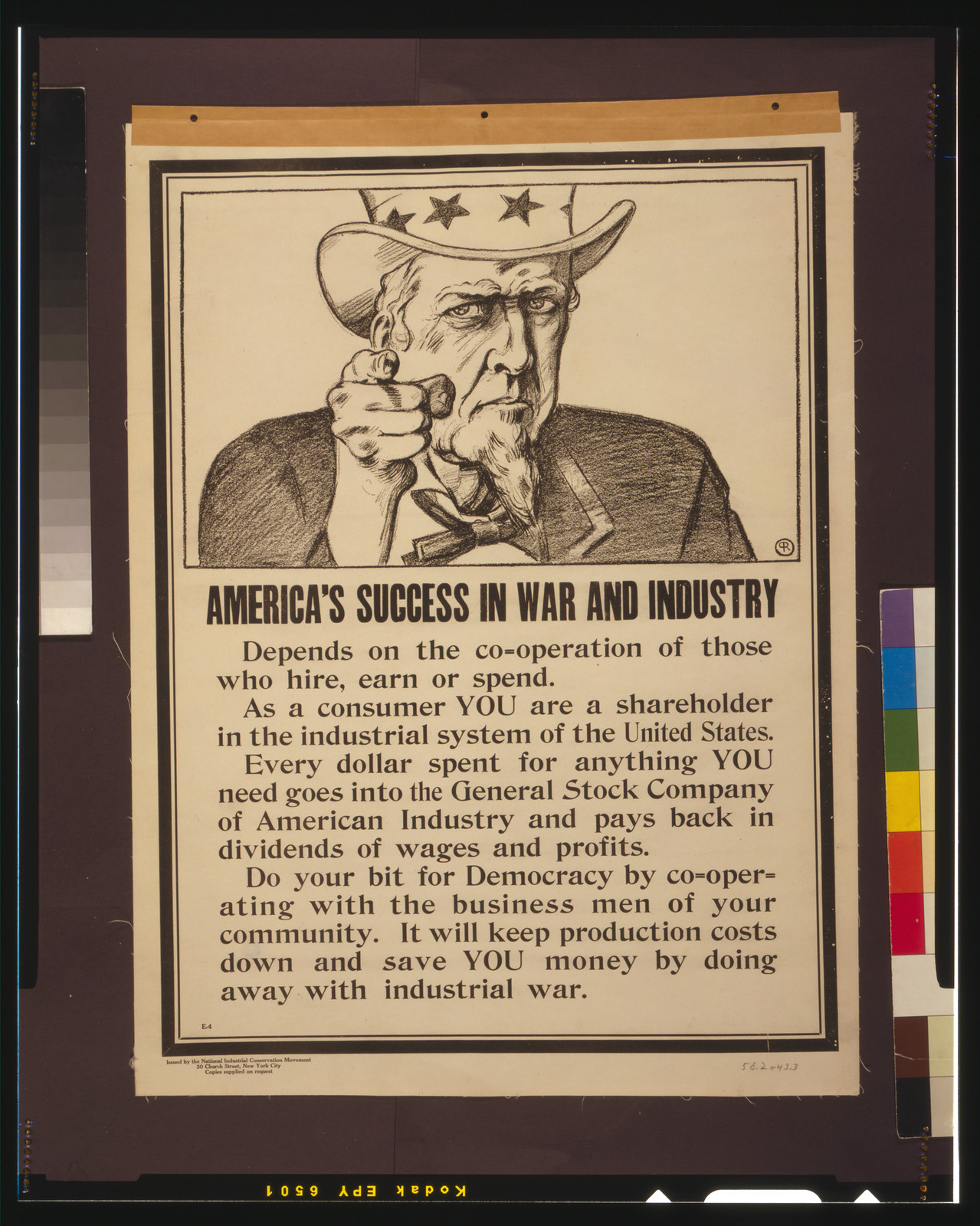 America's success in war and industry depends on the co-operation of those who hire, earn or spend / PR., [1917] — vintage poster