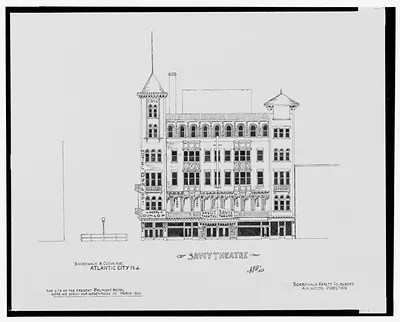 [Savoy Theatre and Hotel Dunlop, Boardwalk and Ocean Ave., Atlantic City, New Jersey] / AFD 1928.