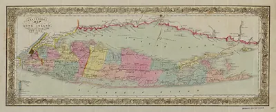 Long Island Travellers map, New York, 1857