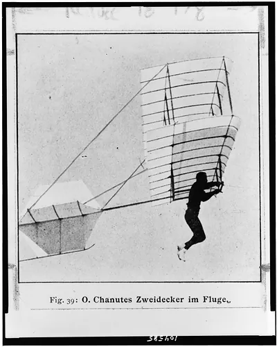 O. Chanutes Zweidecker im Fluge
