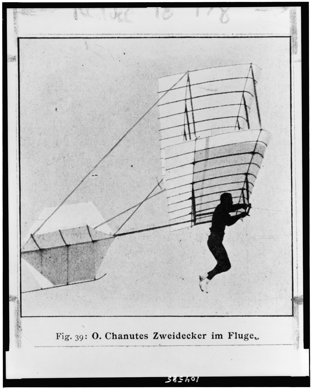 O. Chanutes Zweidecker im Fluge, [between 1910 and 1947] — historic photograph
