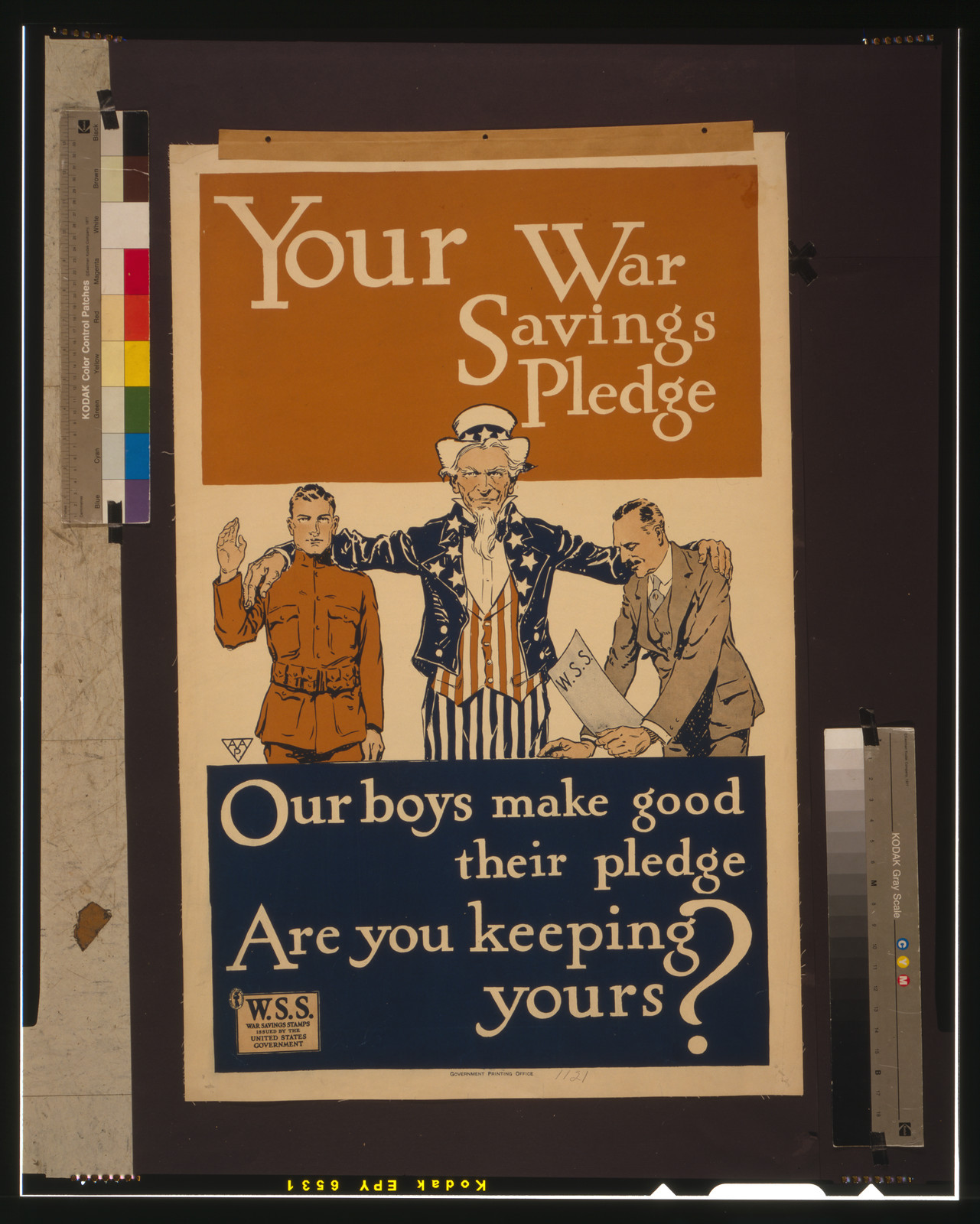 Your war savings pledge Our boys make good their pledge--Are you keeping yours? / A.A.P., Government Printing Office, [1917] — vintage poster