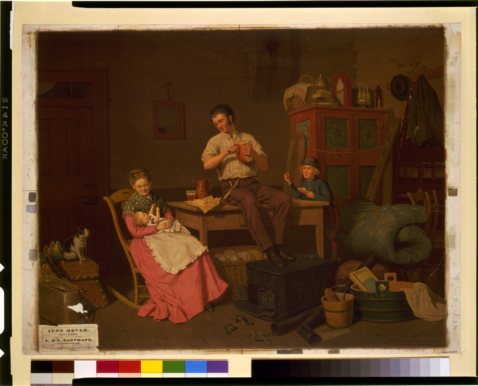 Just moved / original by H. Mosler ; chromo-lithographed & published by A. & C. Kaufmann, New York : A. & C. Kaufmann, 1870, c1873. — antique lithograph