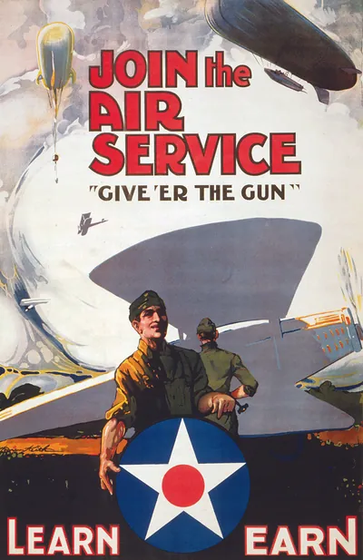 Join the Air Service - Give 'er the gun" Learn - earn / Warren Keith."