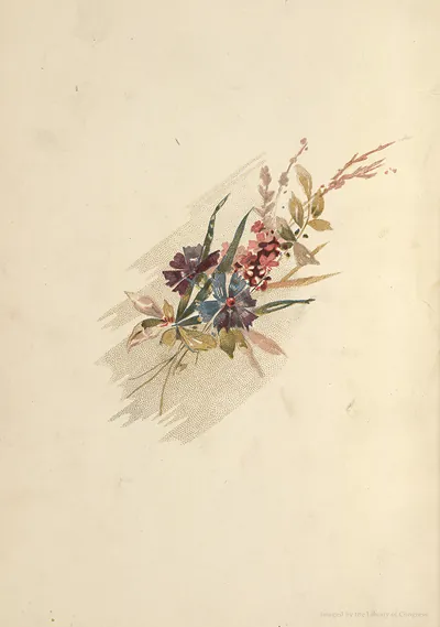Chromolithographed floral spray with wildflowers on cream paper