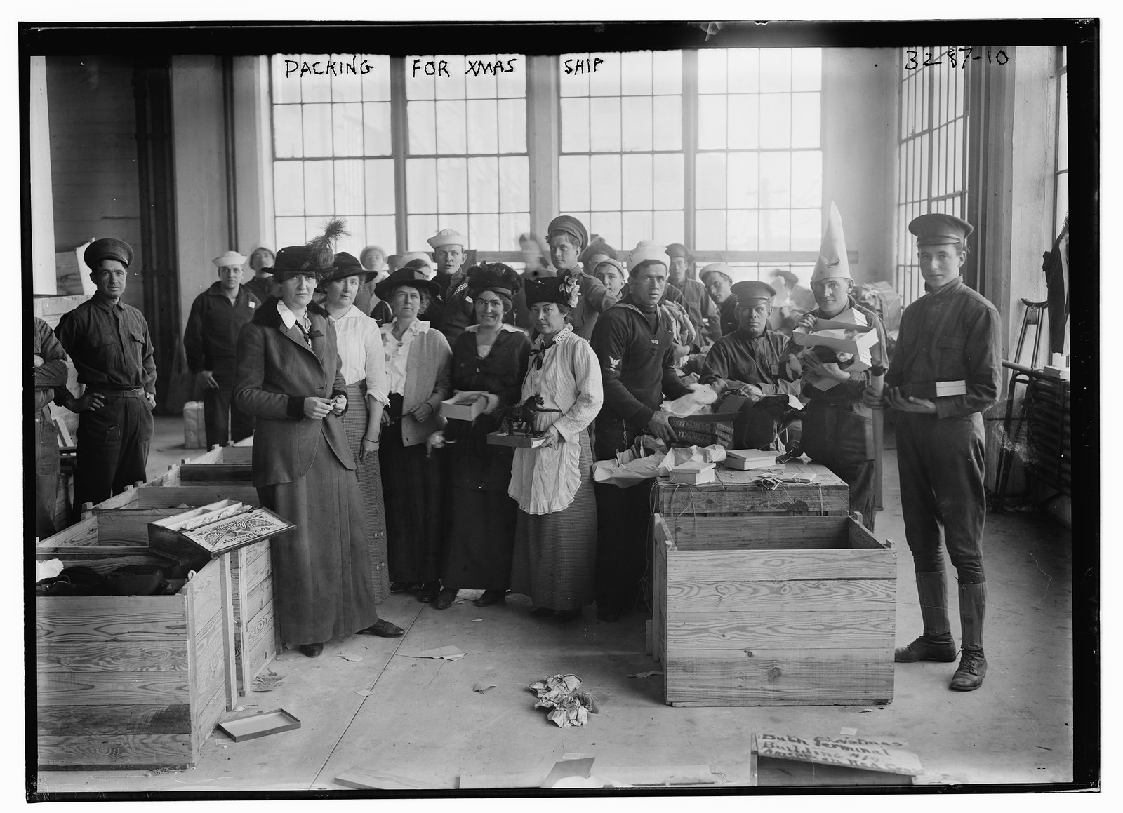 Packing for Christmas Ship, n/a — historic photograph