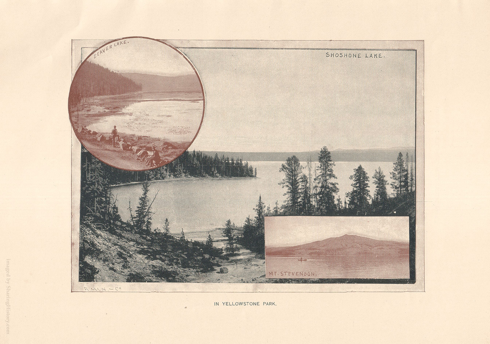 Shoshone Lake, In Yellowstone Park, with inset views — historic image