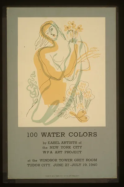 100 Water Colors exhibition poster, WPA Art Project 1940