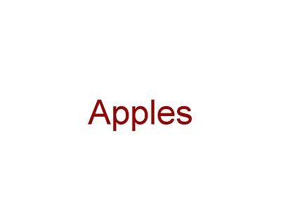 Red word 'Apples' on white background