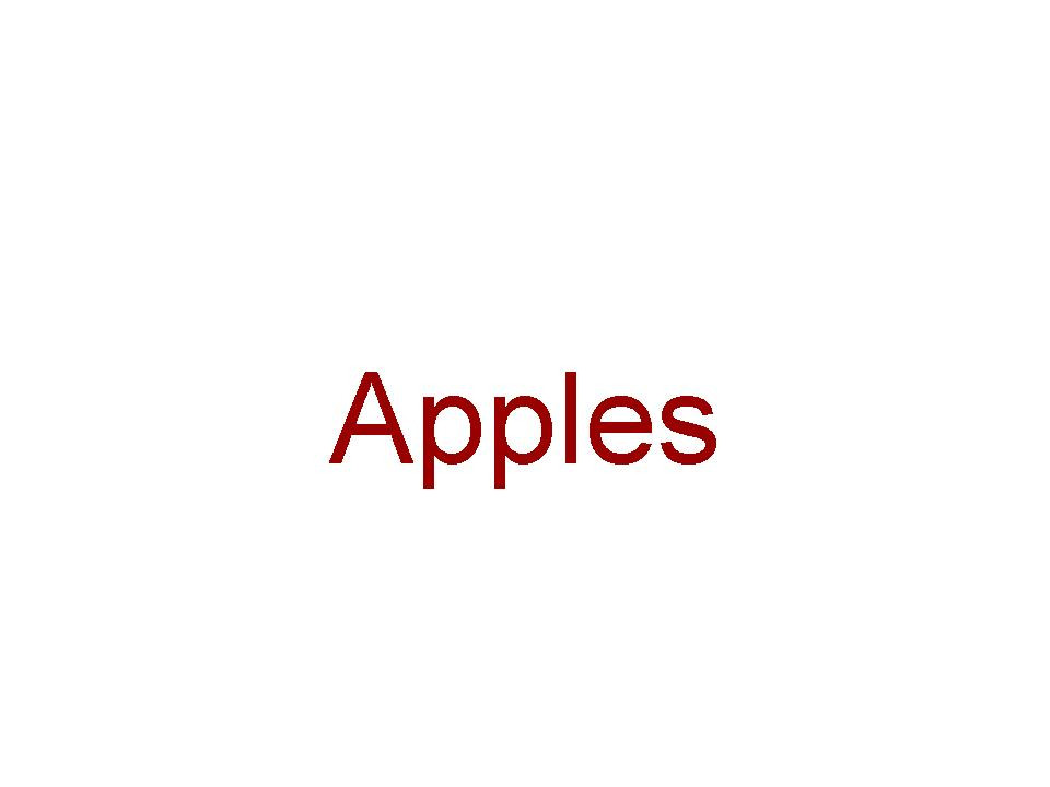 Red word 'Apples' on white background — historic image