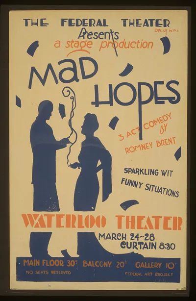 The Federal Theater Div. of W.P.A. presents a stage production Mad hopes 3 act comedy