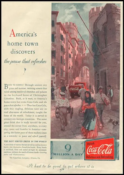 America's home town discovers the pause that refreshes (Coca-Cola advertisement)