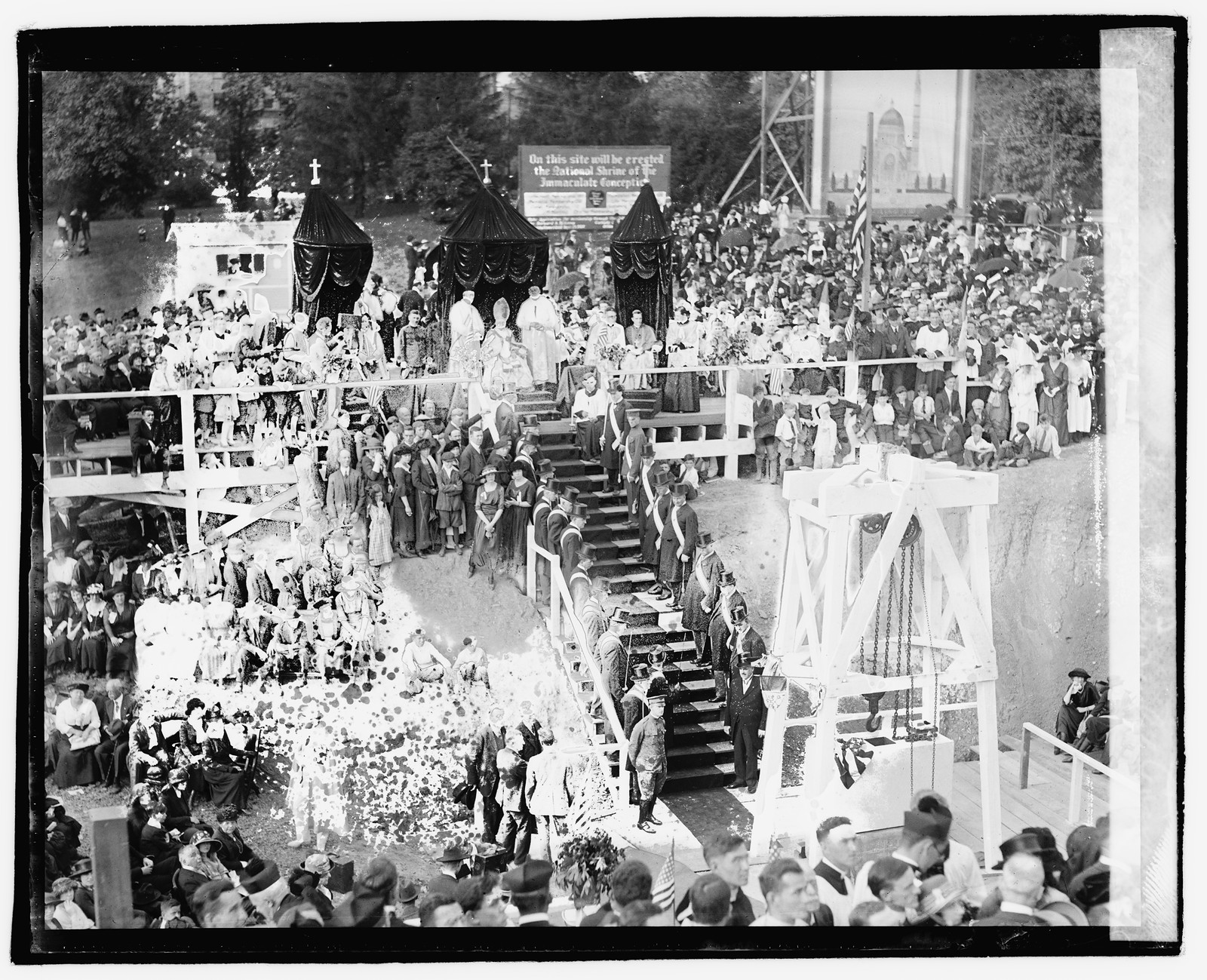 Cornerstone laying, shrine of the Immaculate Conception, [1920] — historic photograph