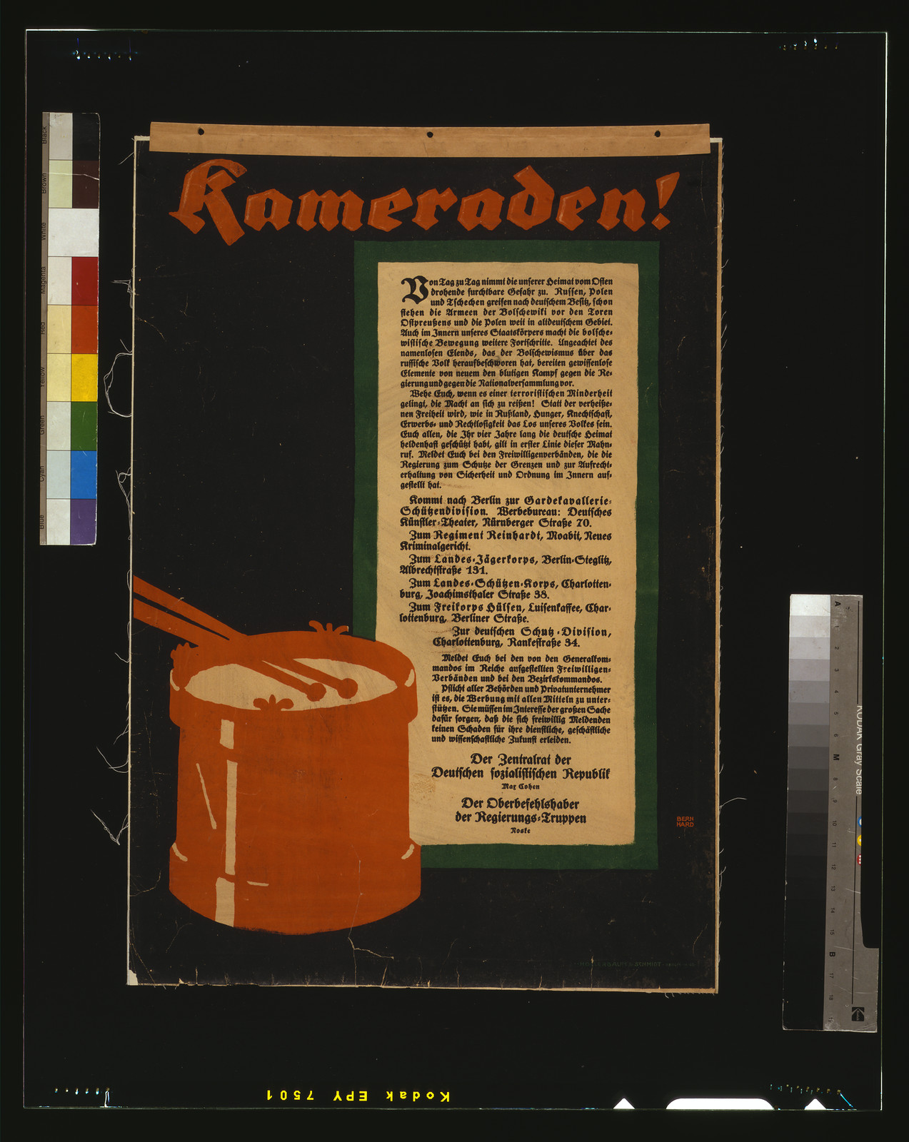 Kameraden! / Bernhard., 1919 — vintage poster