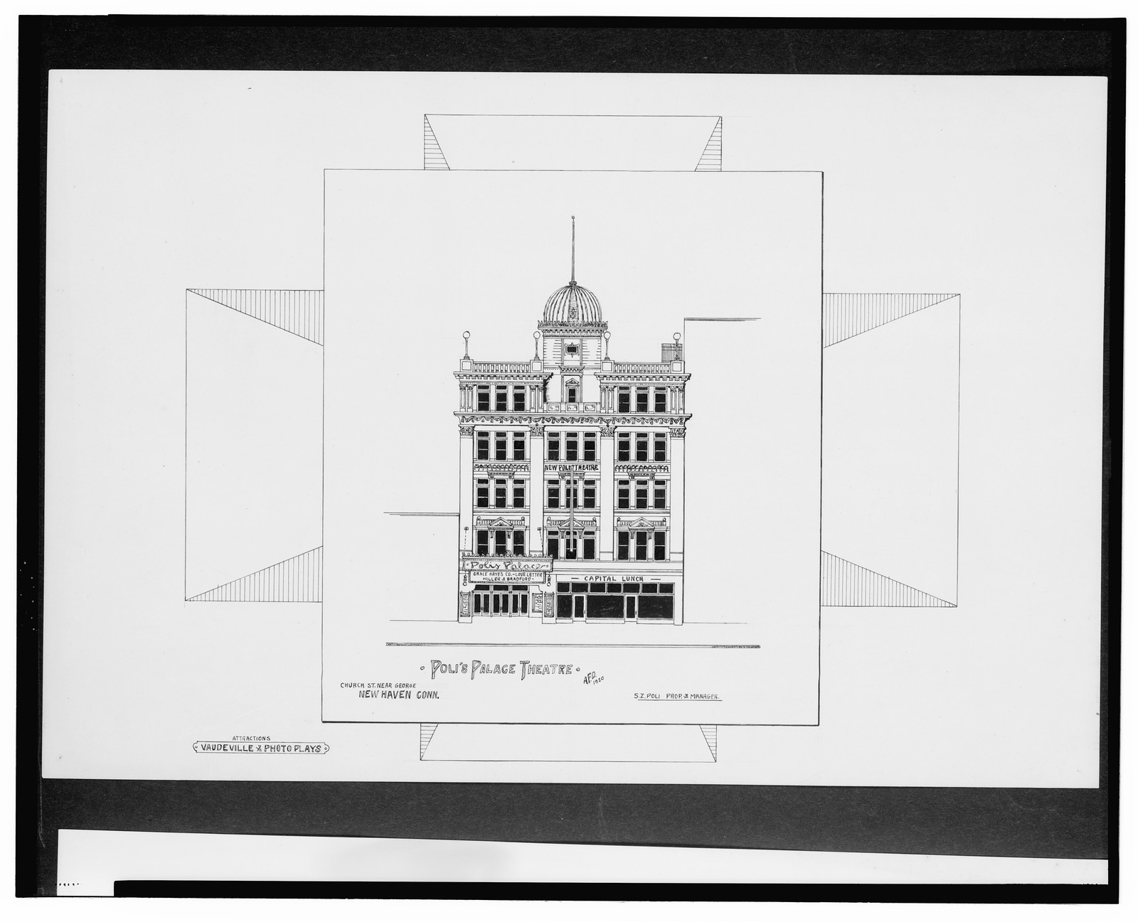 [Poli's Palace Theatre (New Poli's Theatre), Church St. near George St., New Haven, Connecticut] / AFD 1920., And Engineering (ADE) Drawings — vintage poster