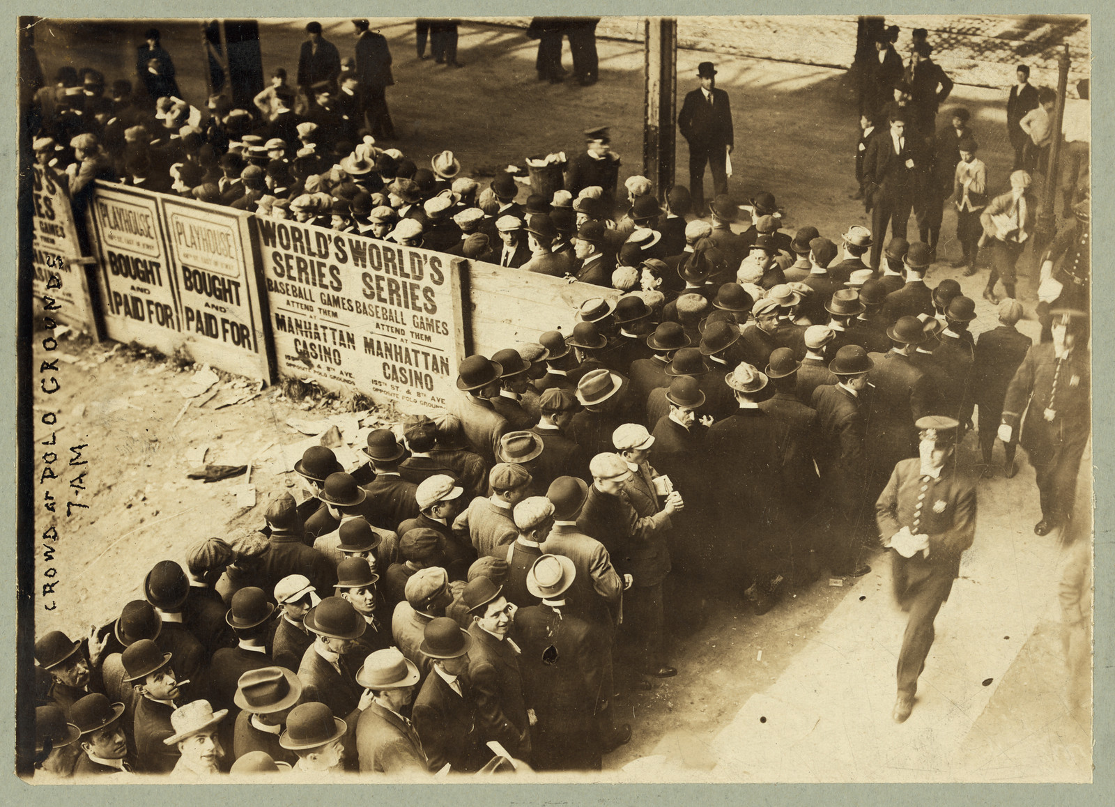 N.Y. fans at 7:00 A.M. outside the Polo Grounds, [1911 or 1912] — historic photograph