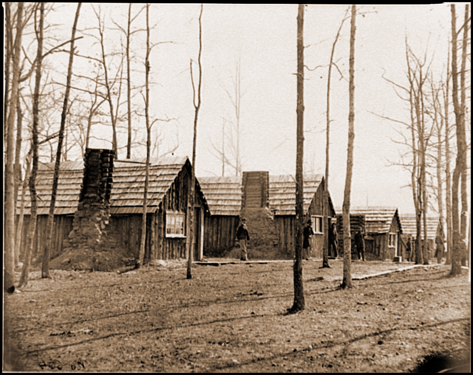 Rappahannock Station Va. Officers quarters 50th New York Engineers; another view, 1864 — historic photograph