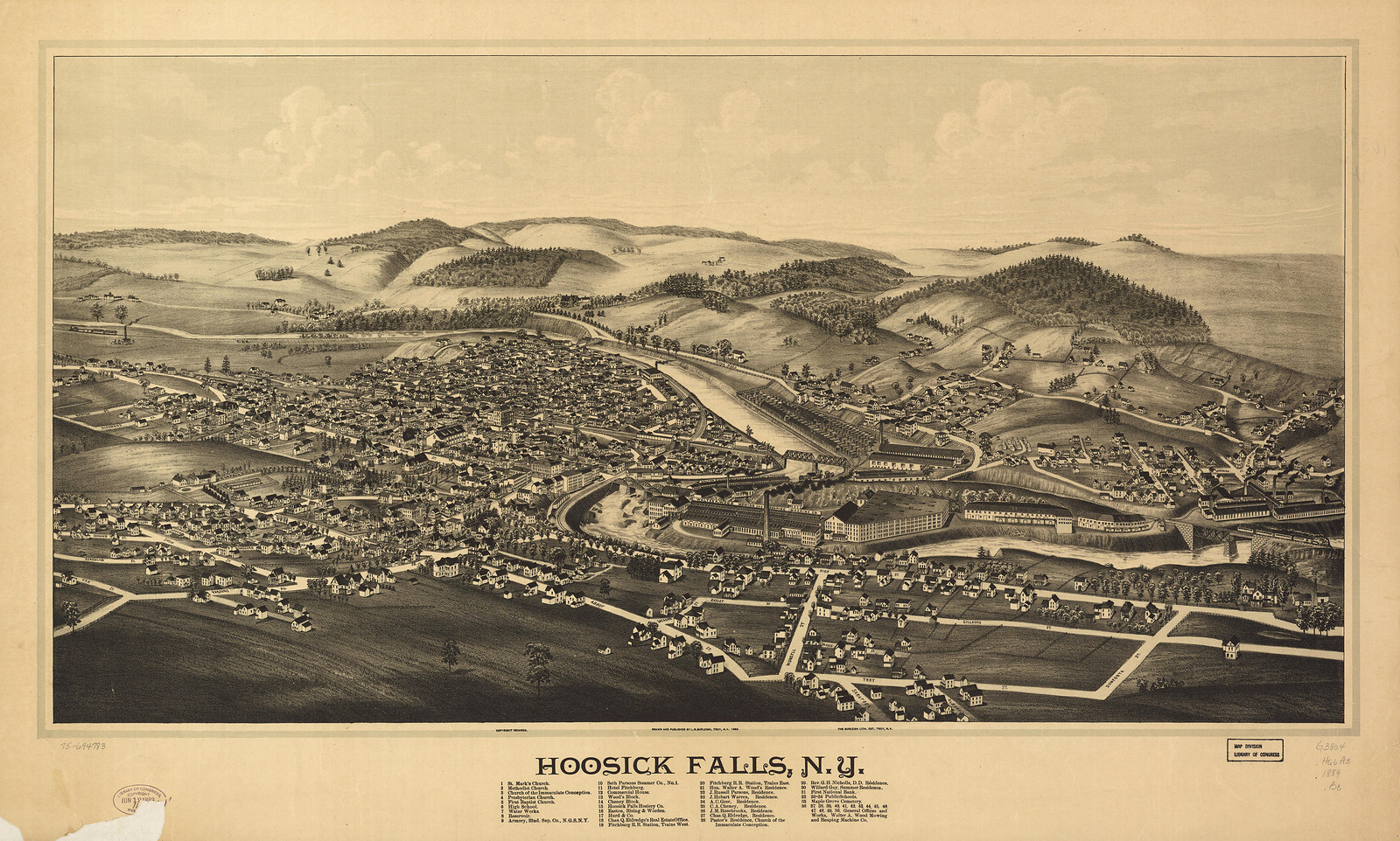 Hoosick Falls, New York, 1889, 1889 — antique map