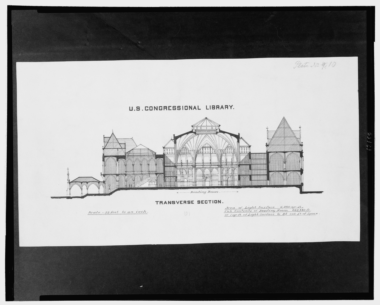 [Library of Congress (National Library") Washington D.C. Transverse section]", ADE - UNIT 2445, no. 17 (C size) [P&P]Check for an online group record (may link to related items) — historic drawing