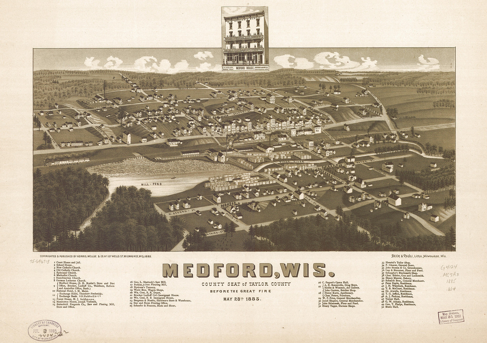 Medford, Wisconsin, 1885, 1885 — antique map