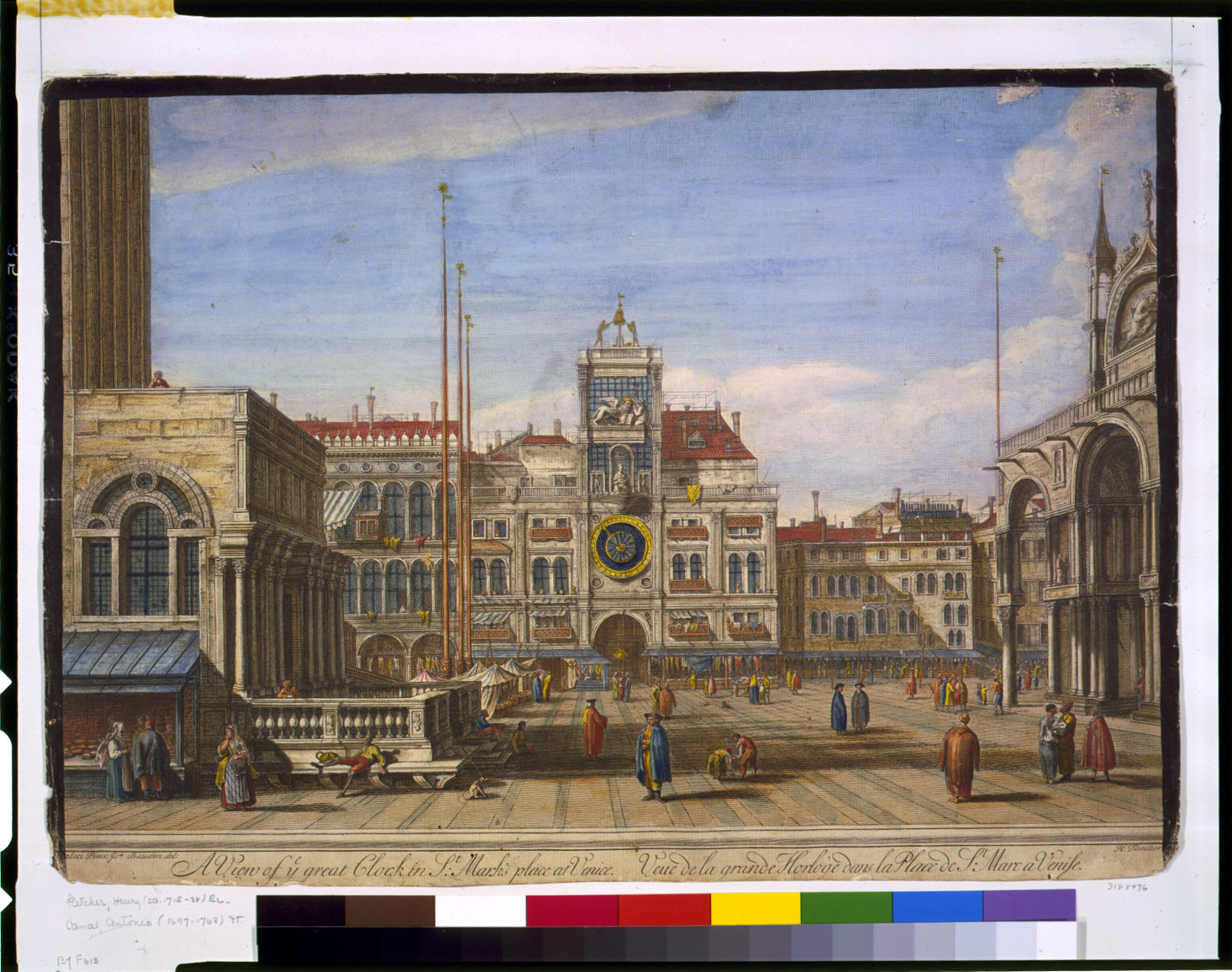A view of ye great clock in St. Mark's place at Venice / [Can]aleti pinx ; Jos. Baudin, del. ; H. Fletcher [sculpsit]., [between 1715 and 1738] — antique engraving