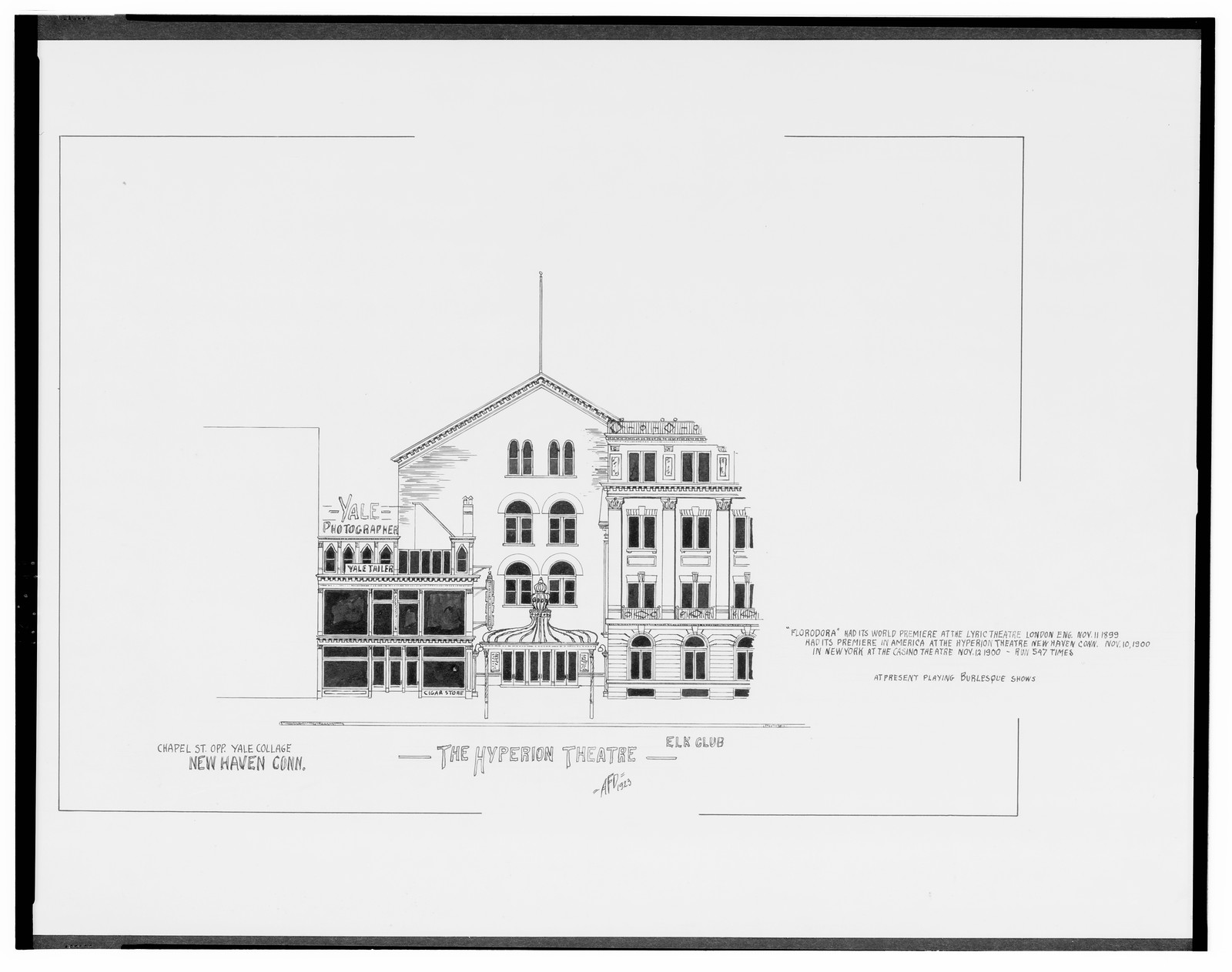 [Hyperion Theatre, Chapel St. opposite Yale College, New Haven, Connecticut] / AFD 1923., And Engineering (ADE) Drawings — vintage poster