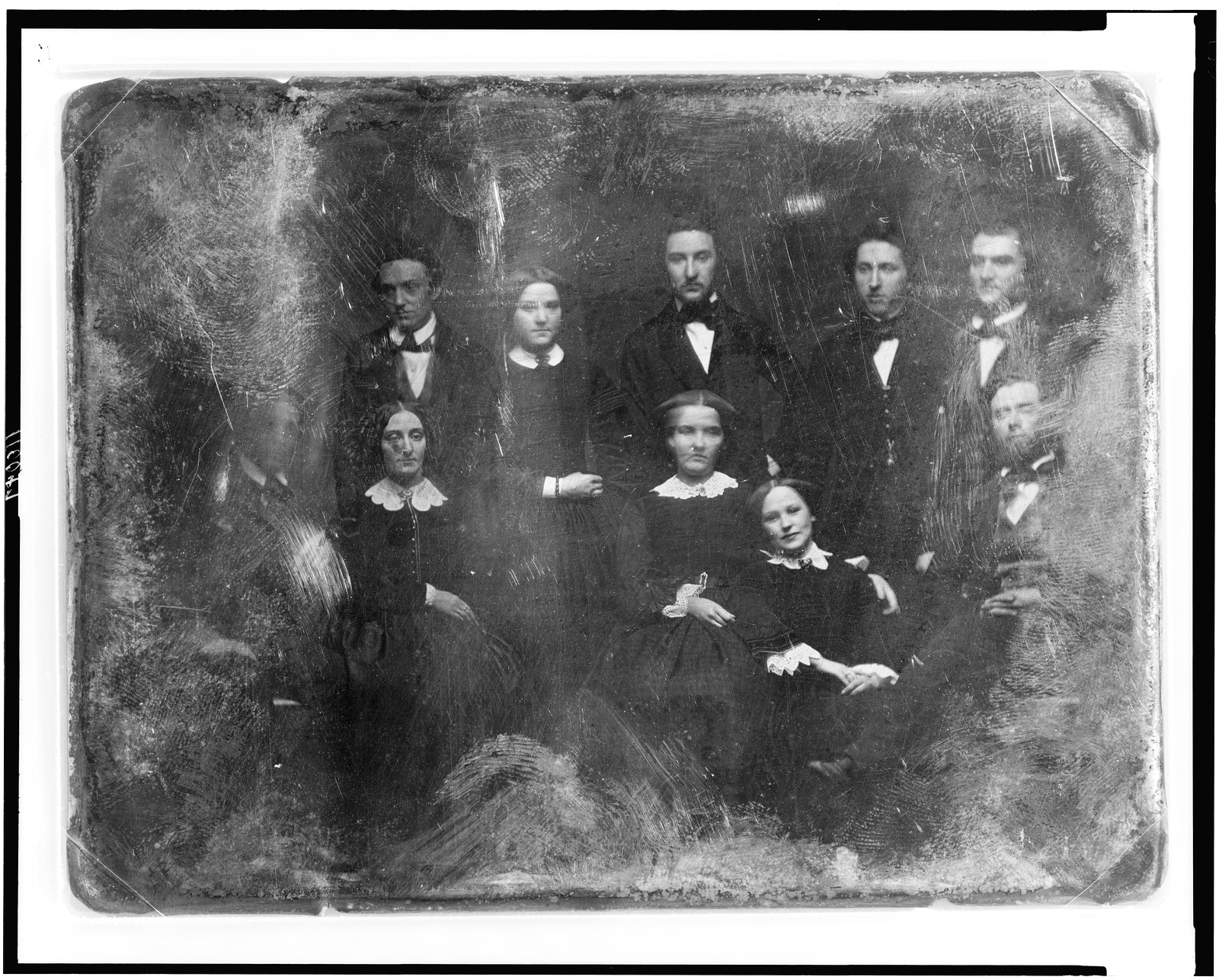 [Ten unidentified young people, four men and one woman are standing, seated in front are two men and three women, all facing nearly front], [between 1844 and 1860] — historic photograph