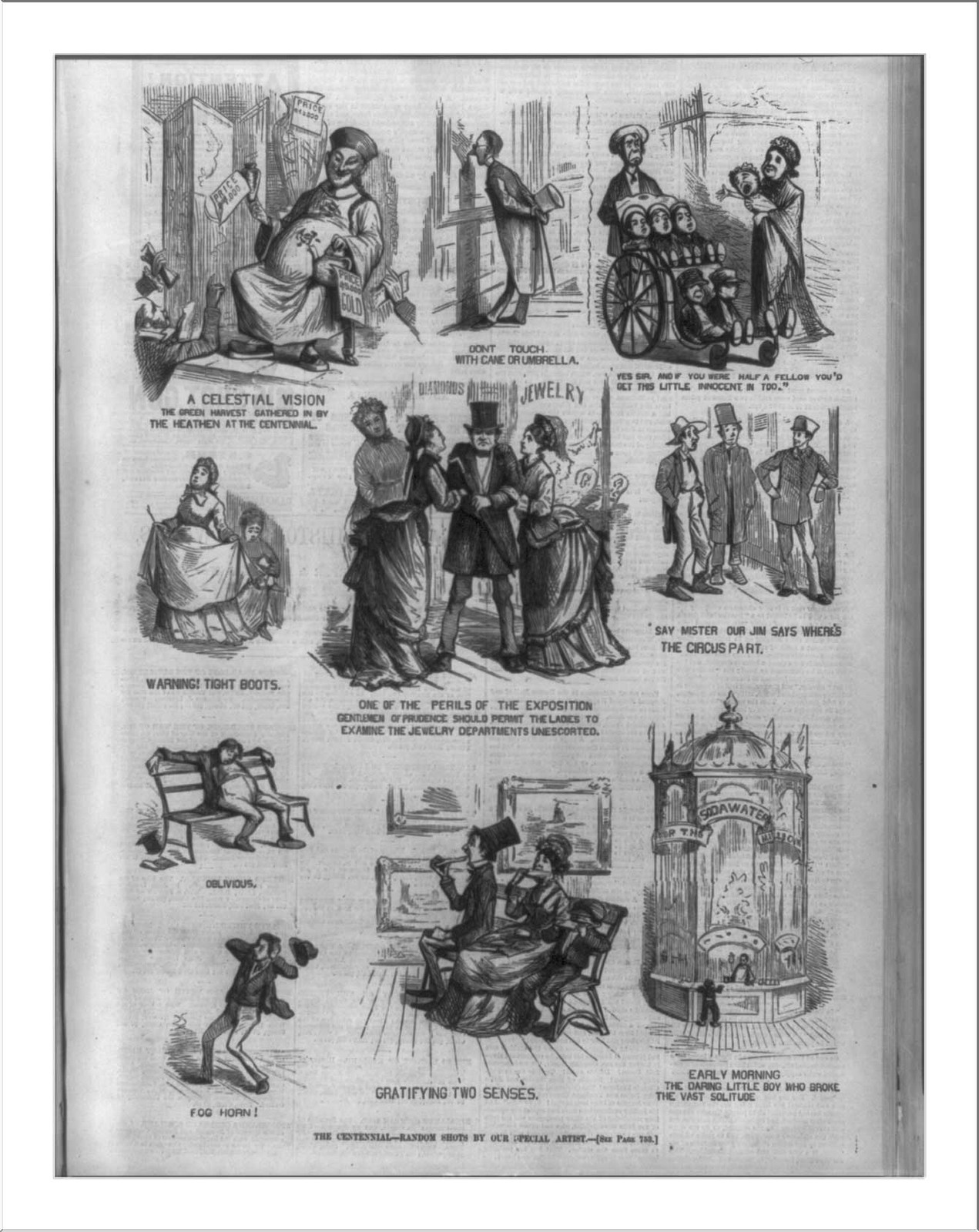 The Centennial - Random shots by our special artist, 1876 — antique engraving