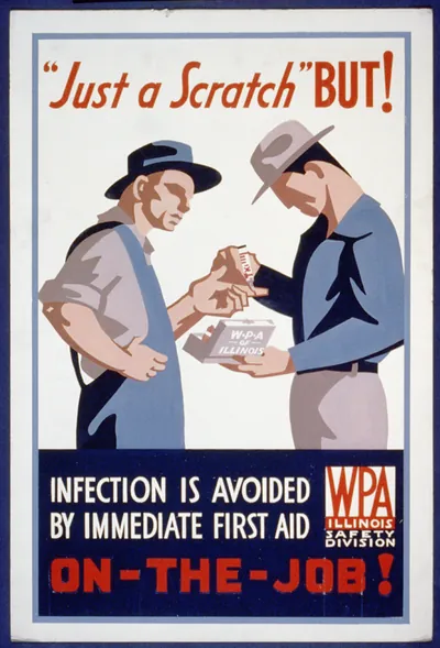 Just a scratch But! Infection is avoided by immediate first aid on-the-job!