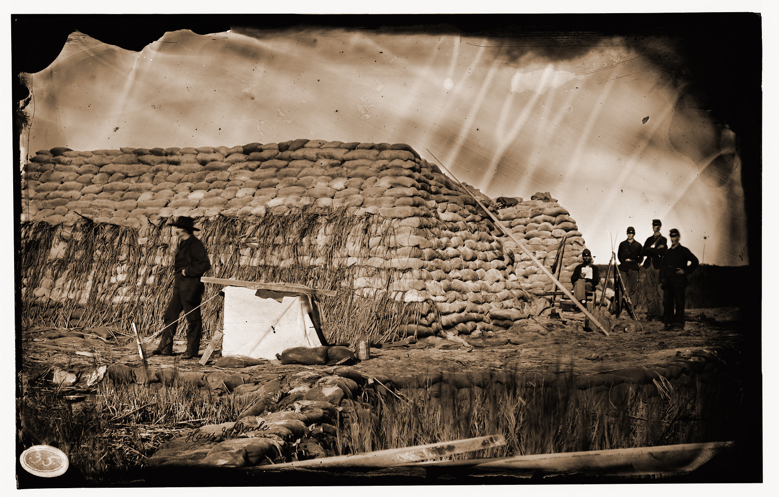 Morris Island South Carolina. The Marsh Battery or Swamp Angel after the explosion, 1863 — historic photograph
