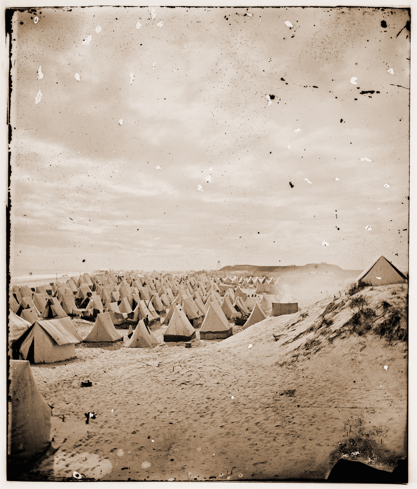 Federal camp on beach, 1861 — historic photograph