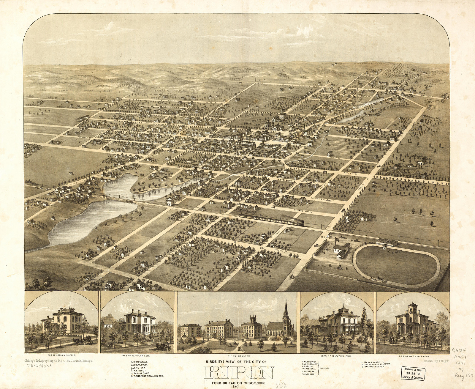 Ripon, Wisconsin, 1867, 1867 — antique map
