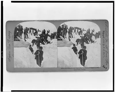 Searching for the dead after snowslide of April 3 1898 Dyea Trail Alaska