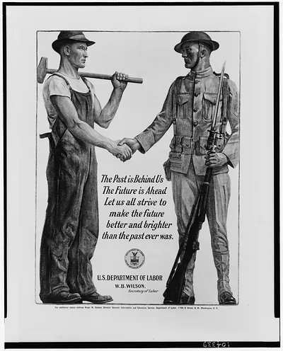 The past is behind us the future is ahead. Let us all strive to make the future better and brighter than the past ever was / Gerrit A. Beneker 1918.