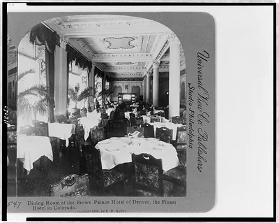 Dining Room of the Brown Palace Hotel of Denver the finest hotel in Colorado