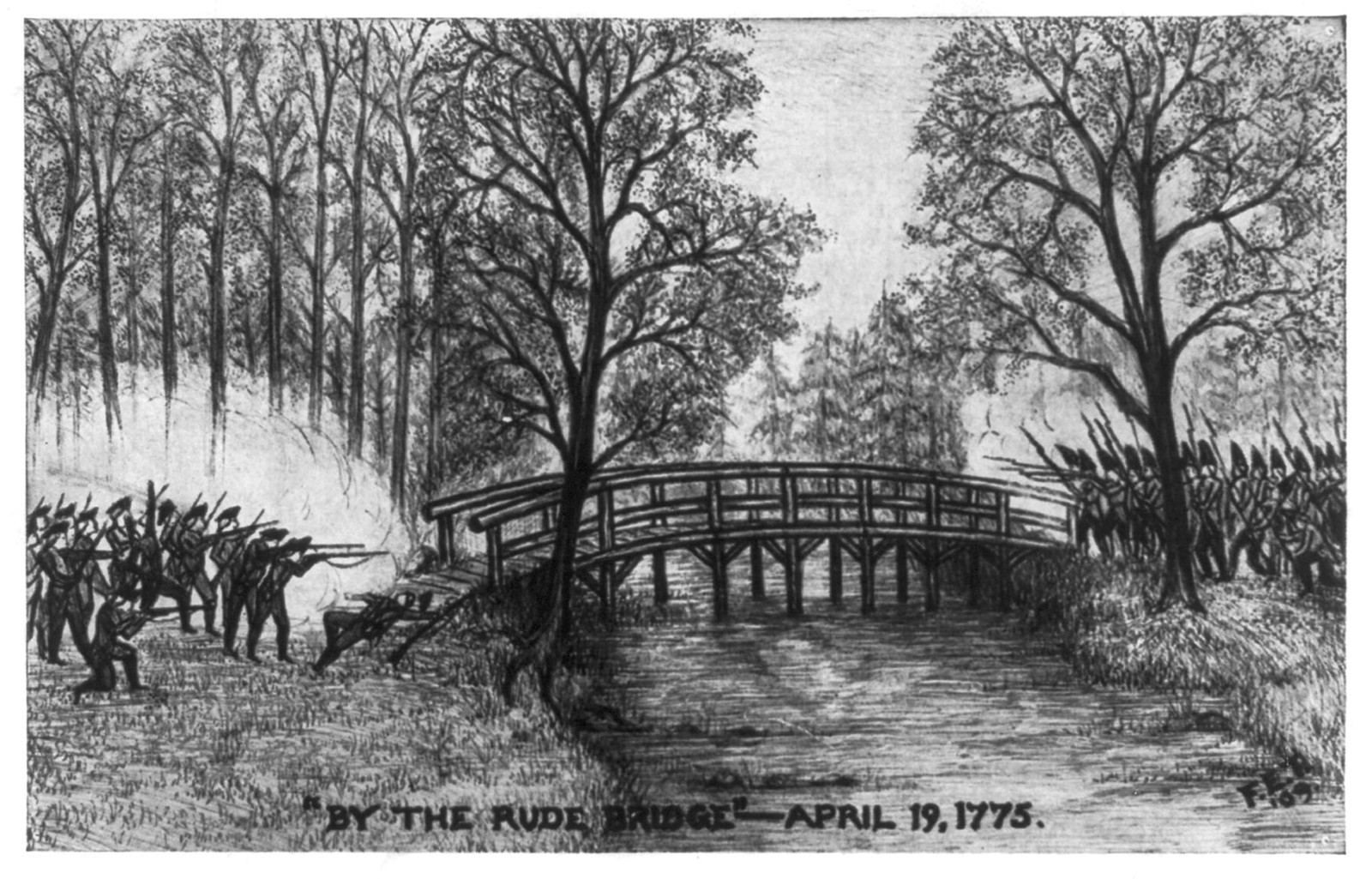 3 b 03007_Bythe Rude Bridge April 191775.tif, Massachusetts — antique map