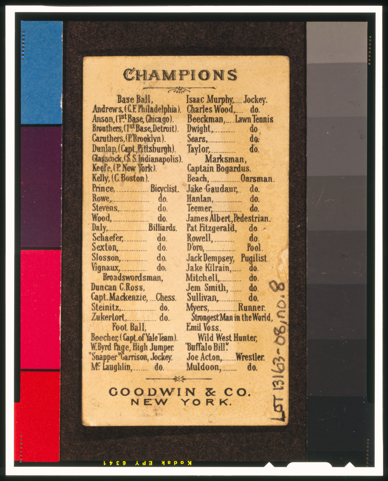 Goodwin Champions (N162), 1888 — antique lithograph