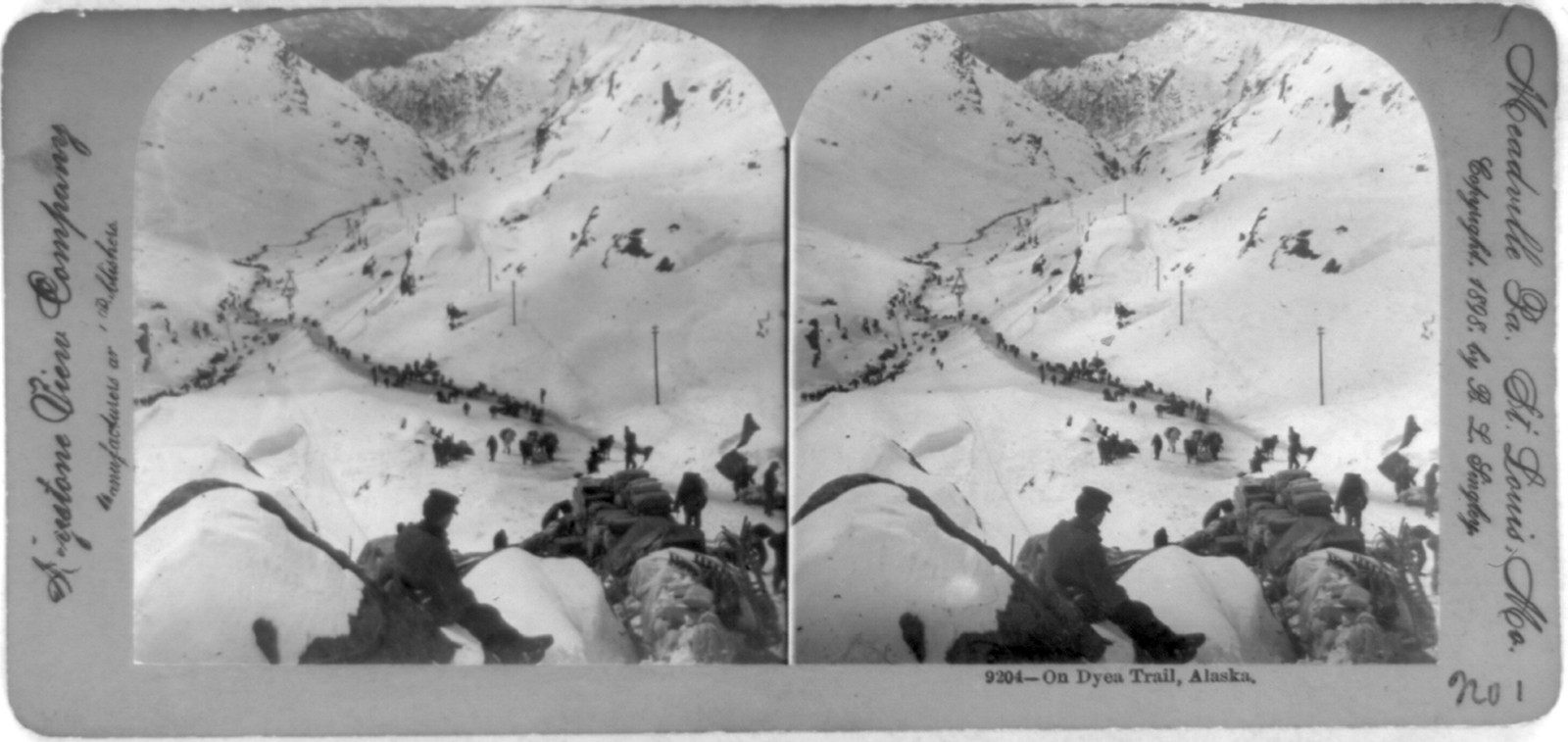 On Dyea Trail Alaska, 1898 — stereograph