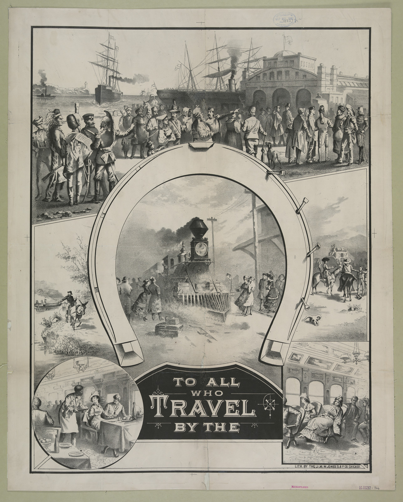 To all who travel by the / lith. by J.M.W. Jones S. & P. Co., Chicago : J.M.W. Jones S. & P. Co., c1882 September. — historic image