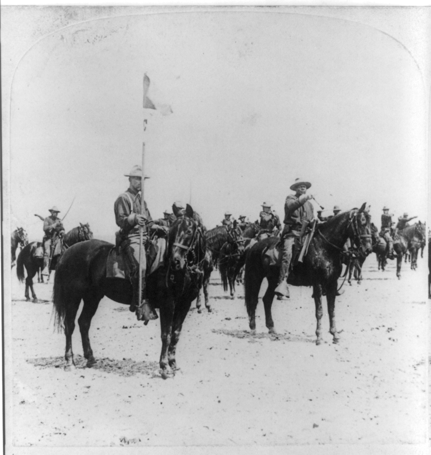 Ninth U.S. Cavalry--famous Colored Regiment--Draw Sabers!, New York, N.Y. : Strohmeyer & Wyman, publishers, c1898. — historic photograph