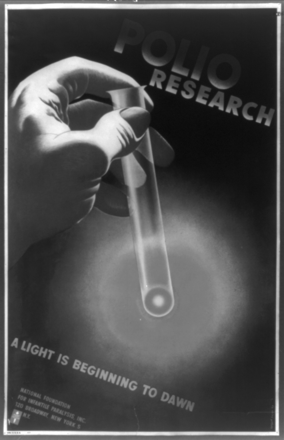 Polio research a light is beginning to dawn / Herbert Bayer., New York : National Foundation for Infantile Paralysis, Inc., [1949] — vintage poster