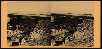 Inside view Fort Sumter. Morris Island in distance