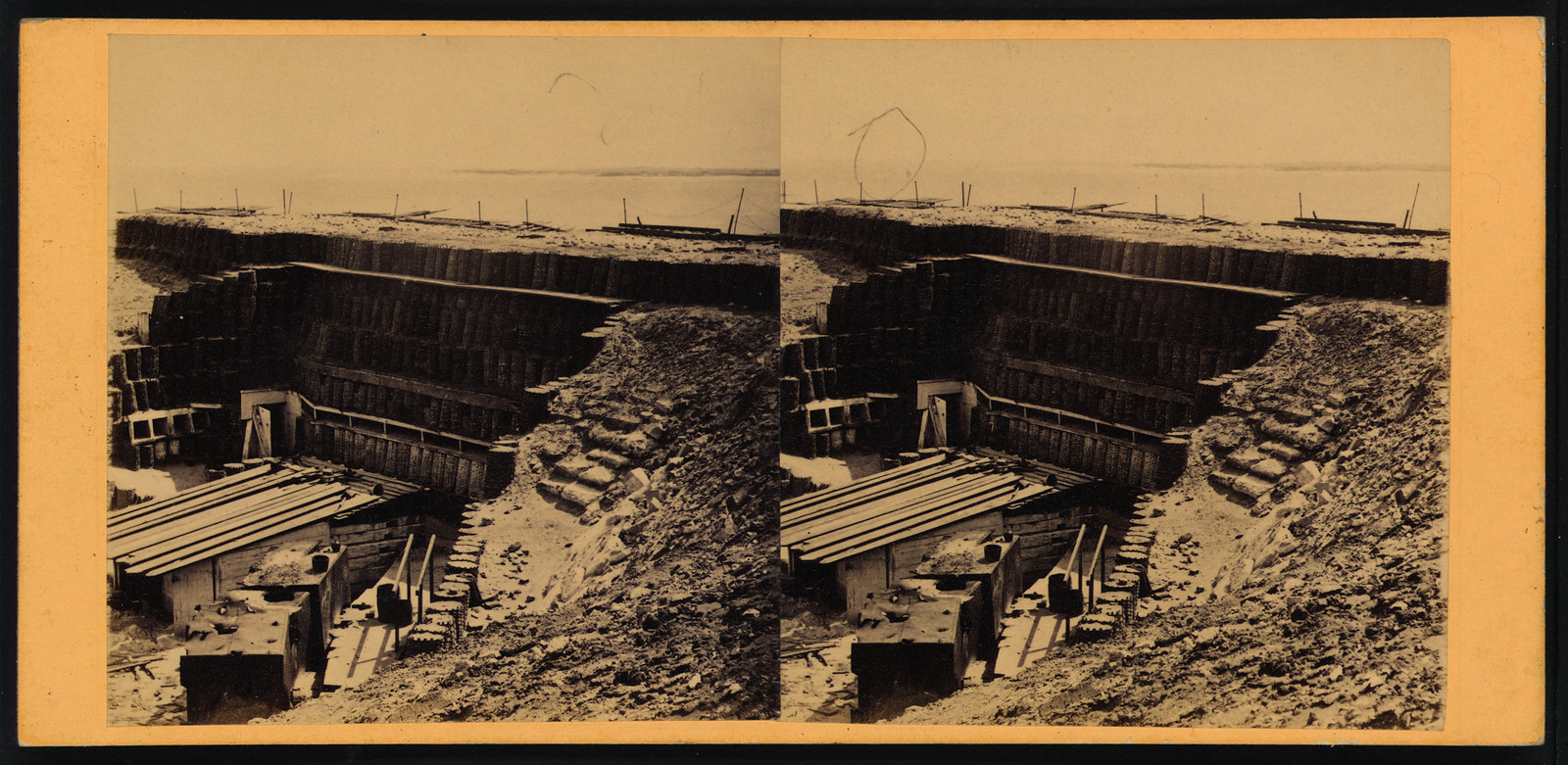 Inside view Fort Sumter. Morris Island in distance, 1865 — historic photograph