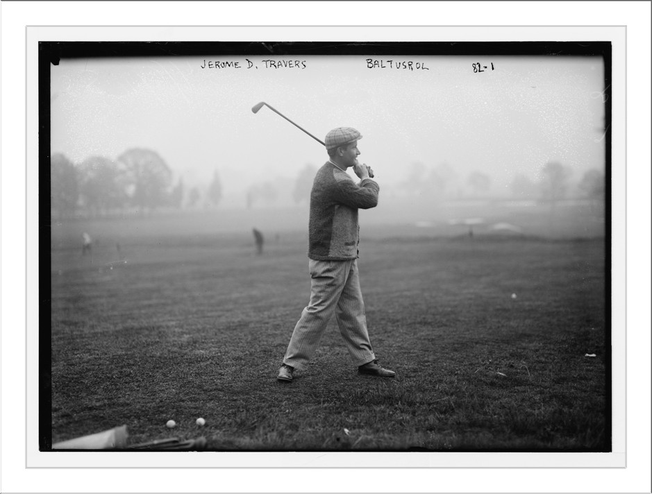 Jerome D. Travers, playing golf, Baltusrol, n/a — historic photograph
