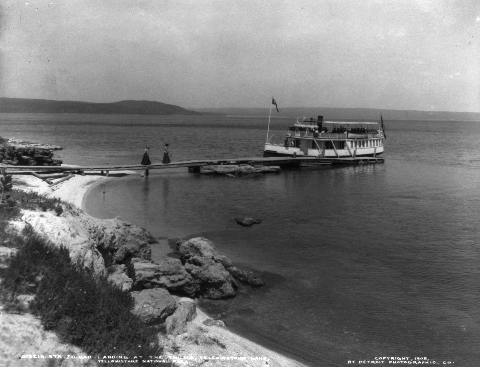 Steamer Zillah Landing at the Thumb, Yellowstone National Park — historic image