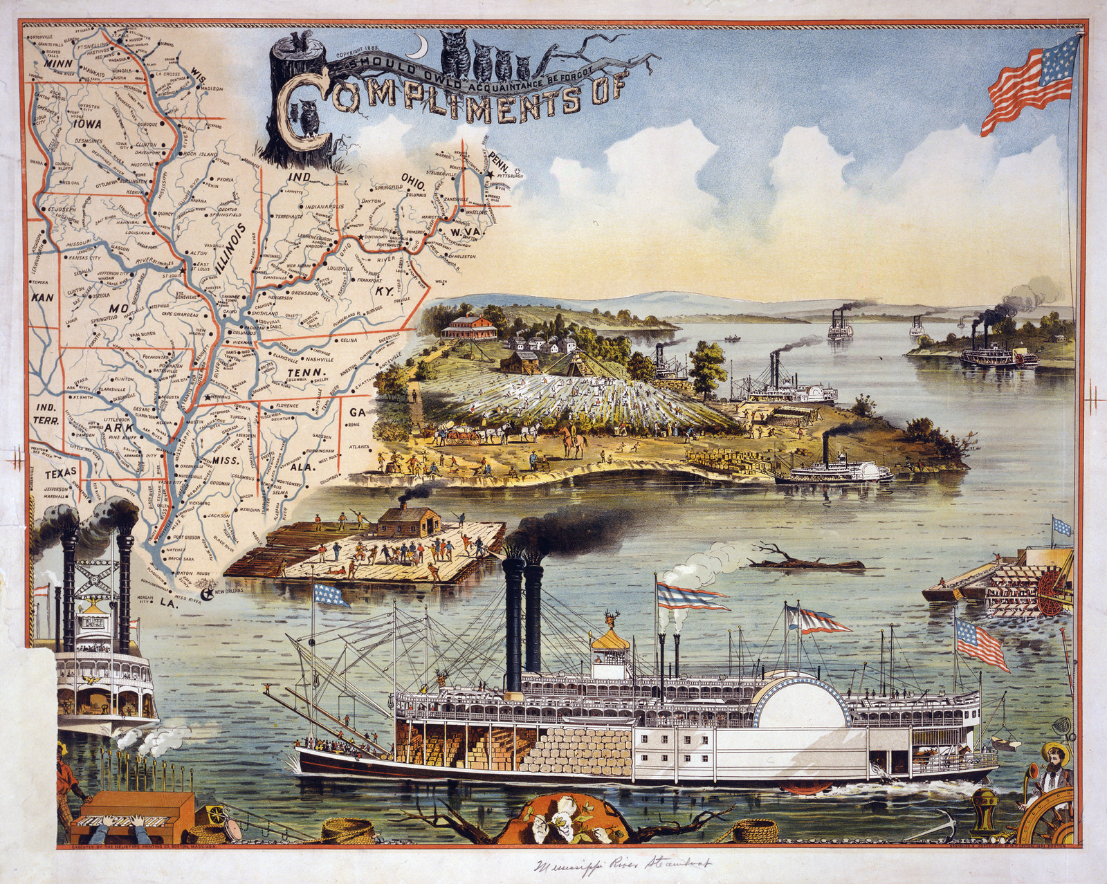 Mississippi river steamboat / executed by the Heliotype Printing Co., Boston, Mass. U.S.A., c1895. — antique lithograph